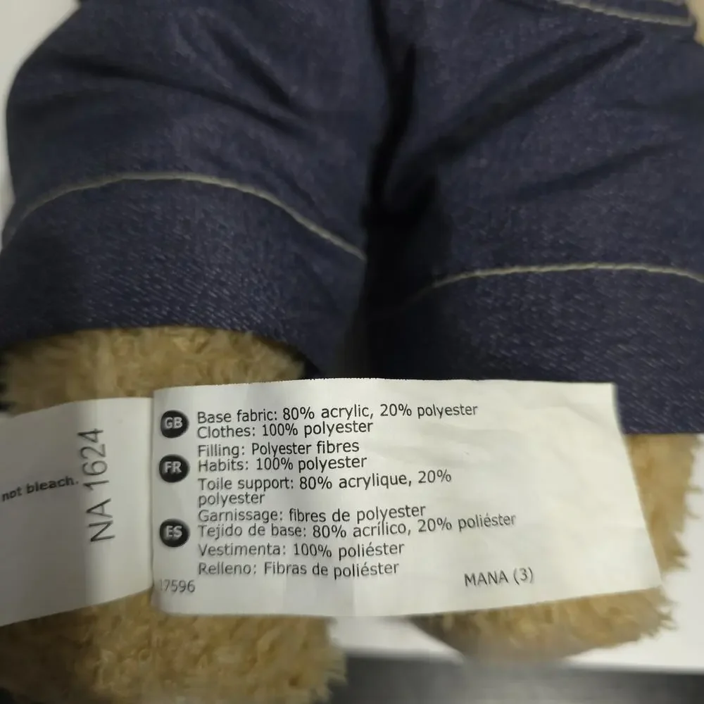 IKEA BRUMMA‎ Teddy Bear Jointed Cuddle Brown Plush in Blue Denim Overalls